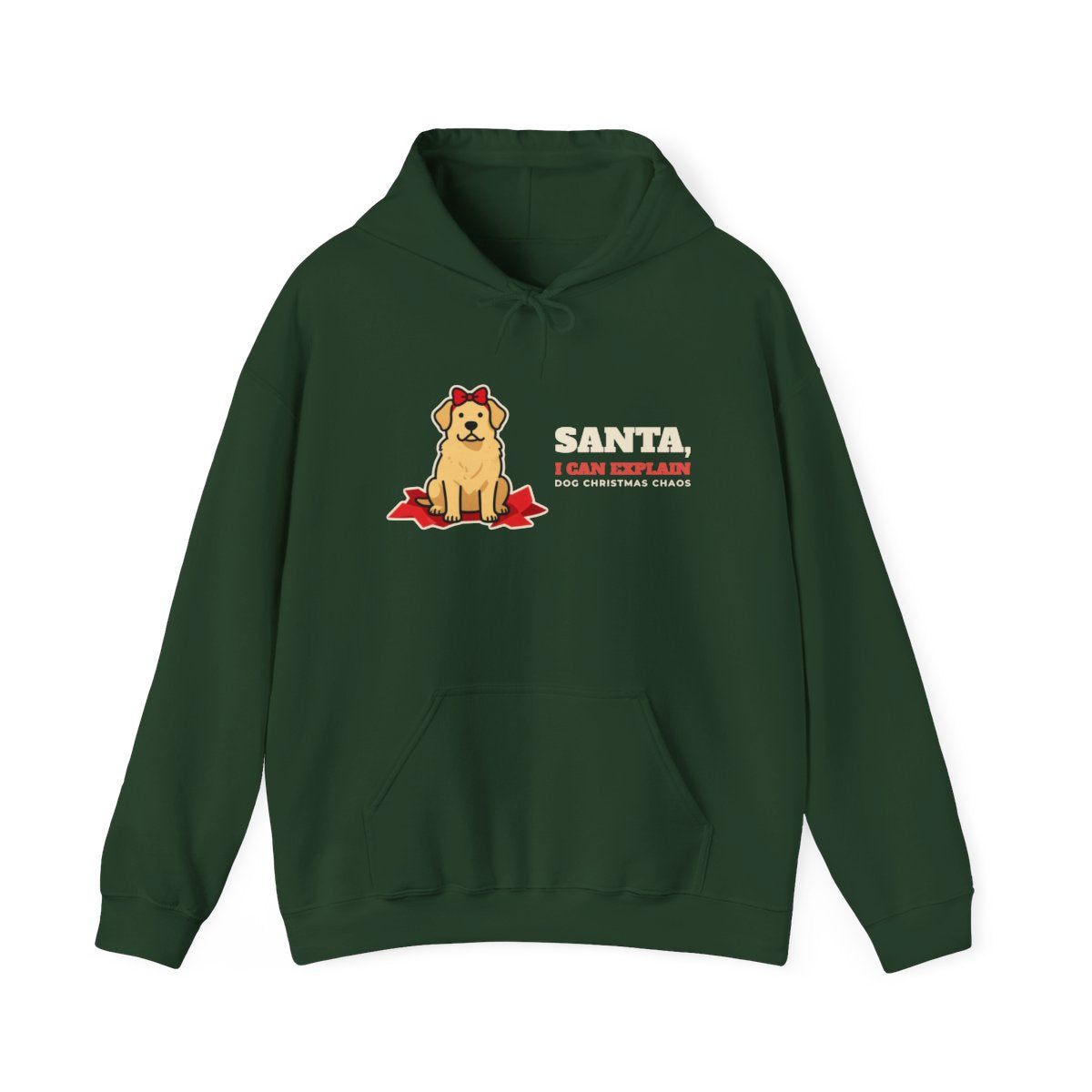 Santa I Can Explain Dog Christmas Hoodie in forest green